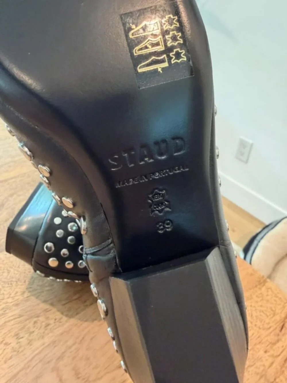 STAUD Wally 25MM Rivets Leather Ankle Boots NEW - Picture 8 of 8